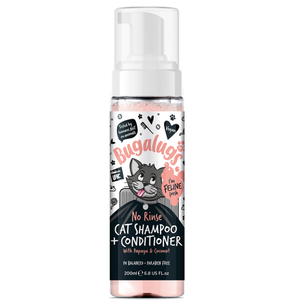 Bugalugs Papaya And Coconut No Rinse Cat Shampoo And Conditioner 200ml (6.8 Fl Oz)