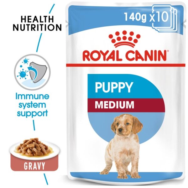 Royal Canin Size Health Nutrition Medium Puppy (WET FOOD - Pouches) 10 x 140g