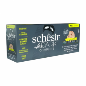 Schesir After Dark In Pate' Variety Pack For Cat 960g (80g x12 Cans) - 4 Flavors ( 3 Cans Each Flavor)