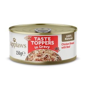 Applaws Taste Toppers in Gravy Chicken with Beef Wet Dog Food 156g Tin