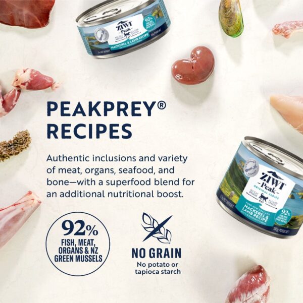 ZIWI Peak Mackerel & Lamb Recipe Wet Cat Food 185g - Image 2